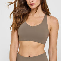 SoftMotion™ Sports Bra with White Logo | Moss Brown