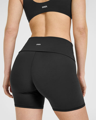 SoftMotion™ Fold Over Shorts 6" | Soft Black