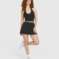 SoftMotion™ Halter Neck Mid Vest with Built in Bra Shelf | Soft Black