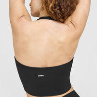SoftMotion™ Halter Neck Mid Vest with Built in Bra Shelf | Soft Black