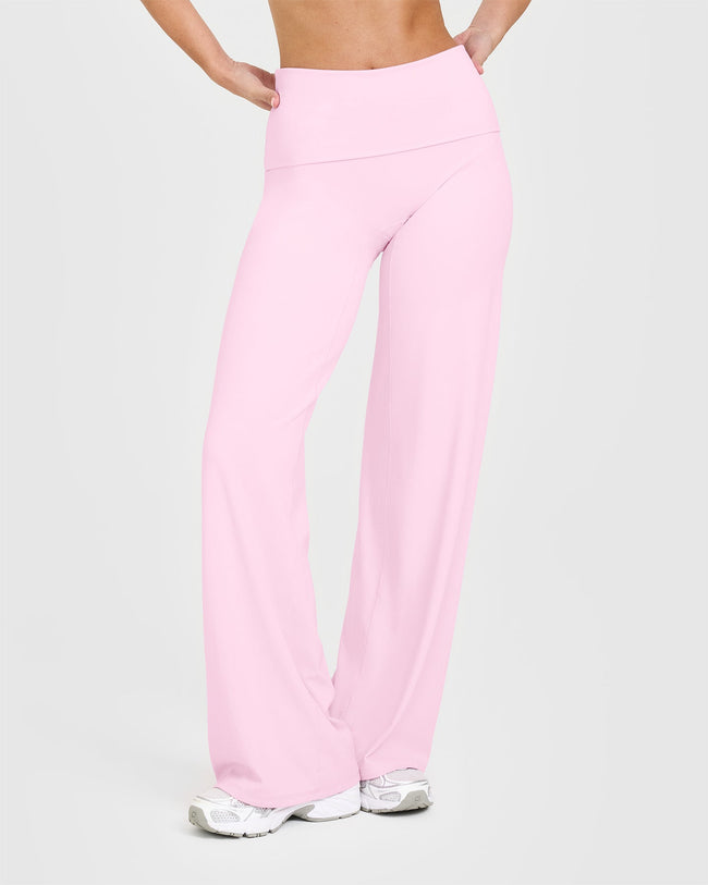 SoftMotion™ Fold Over Straight Leg Bottoms | Chalk Pink