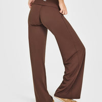 SoftMotion™ Fold Over Straight Leg Bottoms with White Logo | Espresso Brown