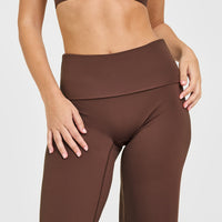 SoftMotion™ Fold Over Straight Leg Bottoms with White Logo | Espresso Brown