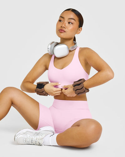 SoftMotion™ Sports Bra with White Logo | Chalk Pink