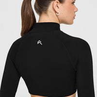 EnhanceLift™ Seamless Crop Jacket with White Logo | Black