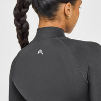 EnhanceLift™ Seamless Crop Jacket with White Logo | Coal