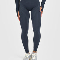 EnhanceLift™ Seamless Leggings with White Logo | True Blue