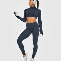 EnhanceLift™ Seamless Leggings with White Logo | True Blue