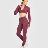 EnhanceLift™ Seamless Leggings with White Logo | Burnt Maroon