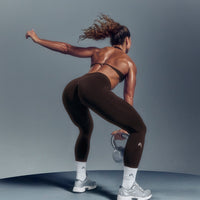EnhanceLift™ Seamless Leggings with White Logo | Plum Brown