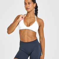 EnhanceLift™ Seamless Minimal Halter Neck Bralette | White