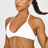 EnhanceLift™ Seamless Minimal Halter Neck Bralette | White