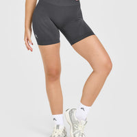 EnhanceLift™ Seamless Shorts with White Logo | Coal