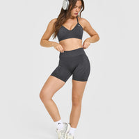 EnhanceLift™ Seamless Shorts with White Logo | Coal