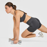 EnhanceLift™ Seamless Shorts with White Logo | Coal
