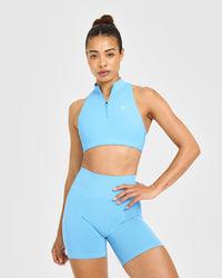 EasyLift™ Zip High Neck Sports Bra | Arctic Blue