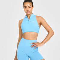 EasyLift™ Zip High Neck Sports Bra | Arctic Blue