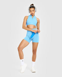 EasyLift™ Zip High Neck Sports Bra | Arctic Blue