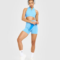 EasyLift™ Zip High Neck Sports Bra | Arctic Blue