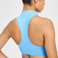 EasyLift™ Zip High Neck Sports Bra | Arctic Blue