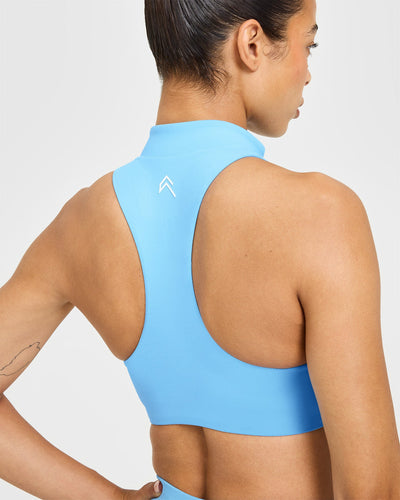 EasyLift™ Zip High Neck Sports Bra | Arctic Blue