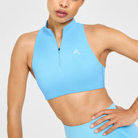 EasyLift™ Zip High Neck Sports Bra | Arctic Blue