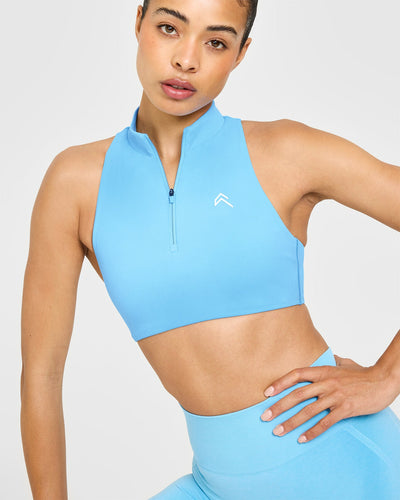 EasyLift™ Zip High Neck Sports Bra | Arctic Blue