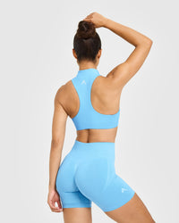 EasyLift™ Zip High Neck Sports Bra | Arctic Blue
