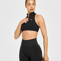 EasyLift™ Zip High Neck Sports Bra | Black
