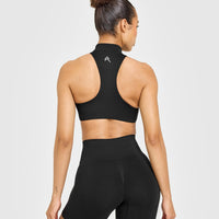 EasyLift™ Zip High Neck Sports Bra | Black