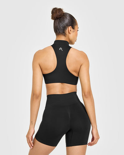 EasyLift™ Zip High Neck Sports Bra | Black