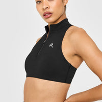 EasyLift™ Zip High Neck Sports Bra | Black