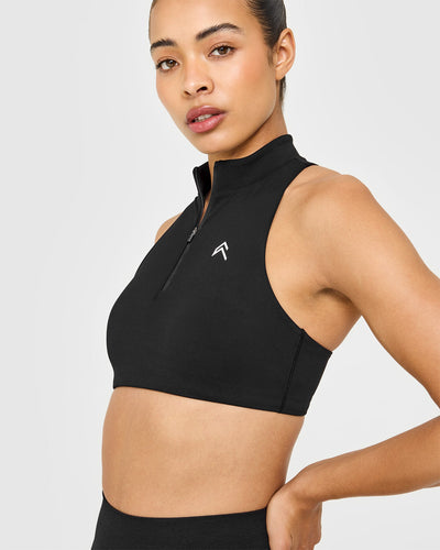 EasyLift™ Zip High Neck Sports Bra | Black