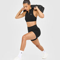 EasyLift™ Zip High Neck Sports Bra | Black