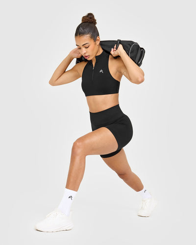 EasyLift™ Zip High Neck Sports Bra | Black