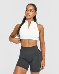 EasyLift™ Zip High Neck Sports Bra | White