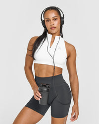 EasyLift™ Zip High Neck Sports Bra | White