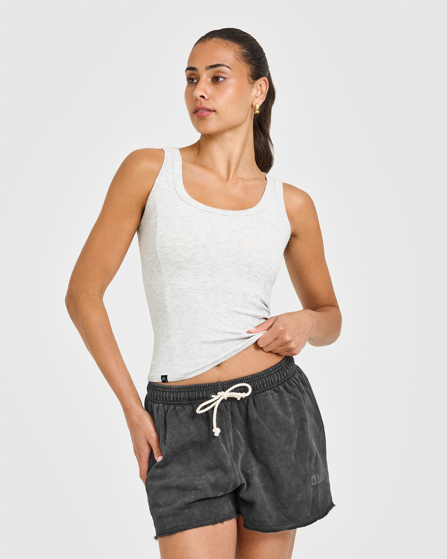Mellow™ Rib Scoop Neck Vest | Light Grey Marl