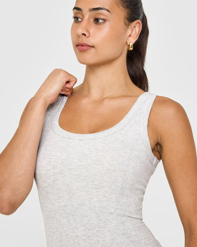 Mellow™ Rib Scoop Neck Vest | Light Grey Marl