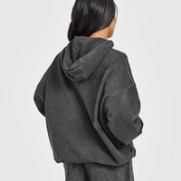 Raw Lounge Oversized Hoodie | Washed Black