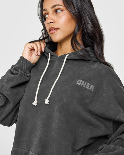 Raw Lounge Oversized Hoodie | Washed Black