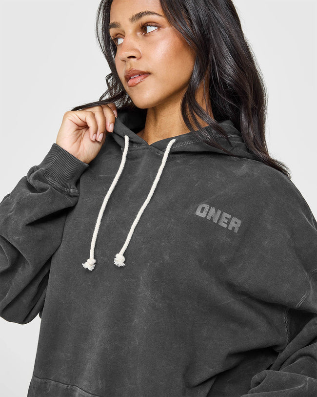 Raw Lounge Oversized Hoodie | Washed Black