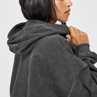 Raw Lounge Oversized Hoodie | Washed Black