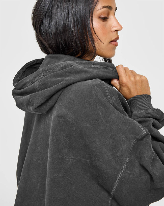 Raw Lounge Oversized Hoodie | Washed Black