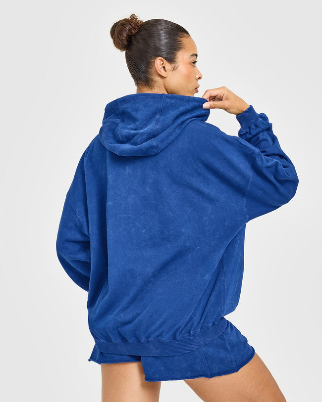 Raw Lounge Oversized Hoodie | Washed Vintage Navy