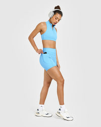 Unified High Waisted Pocket Shorts 6" | Arctic Blue