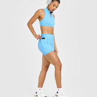 Unified High Waisted Pocket Shorts 6" | Arctic Blue