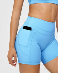Unified High Waisted Pocket Shorts 6" | Arctic Blue