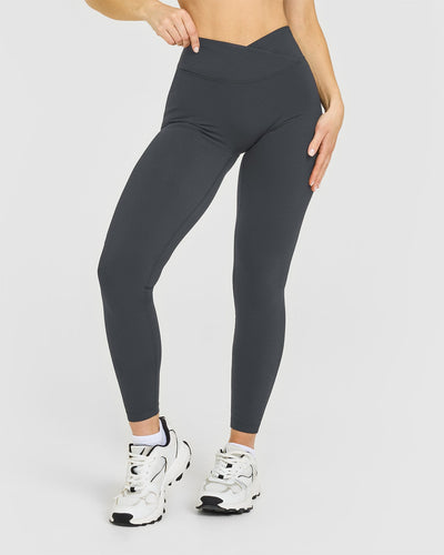 Unified Wrap Leggings White Logo | Coal