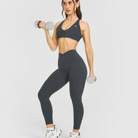 Unified Wrap Leggings White Logo | Coal